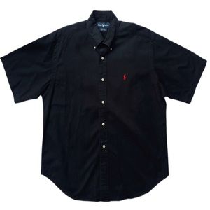 Polo by Ralph Lauren Mens Shirt Short Sleeve Blake 100% Cotton Black Size M